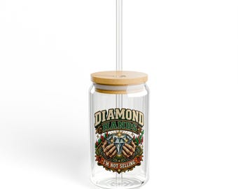 Diamond Hands graphic Sipper Glass, 16oz | Stock Market HODL investing design