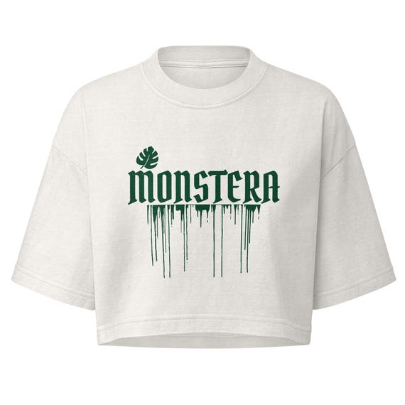 Women’s Monstera T shirt - Gothic Graphic Tee, 100% cotton Crop Top Plant Lover T-shirt