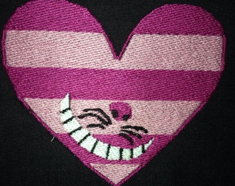 Iron On Patch Disney Inspired Fan Art Heart Shape Cheshire Cat