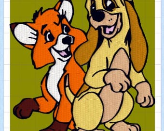 Digital Embroidery File ONLY Disney Inspired Fan Art Todd and Copper (Fox and the Hound)