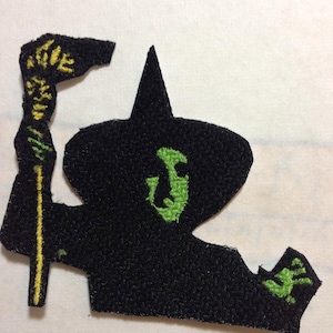 Iron On Patch Wicked Witch Green Face with Broom