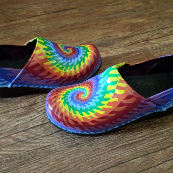 CLEARANCE! TIE DYE Shoes, hand painted Sanita size 37