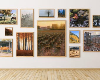 Conjunto de 13 paisajes otoñales, láminas para imprimir, láminas para galería de otoño (descarga digital)