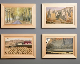 Juego de 4 láminas imprimibles de paisajes otoñales para decorar la pared (descarga digital)