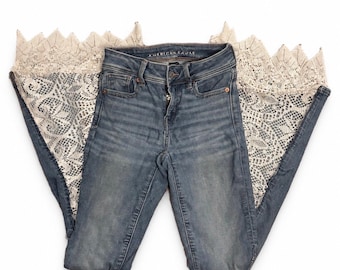 Custom lace flare jeans