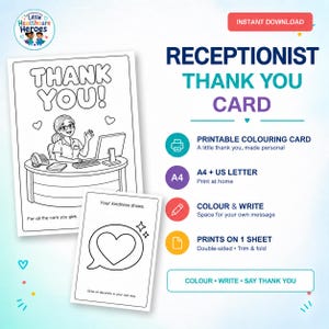 Thank You Card to Colour | Receptionist Printable Card