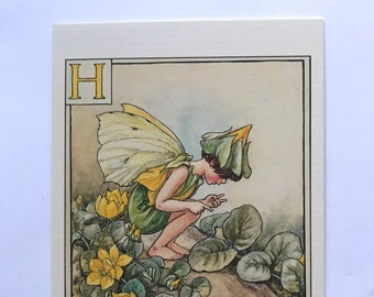 Carte postale de l'alphabet de la fée des fleurs : H - Herb Twopence. Pépinière vintage, Scrapbooking, Art Print, Cicely Mary Barker, Nom de bébé, Cadeau de baby shower