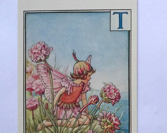 Flower Fairy Alphabet Postcard: T - Thrift. Vintage Nursery