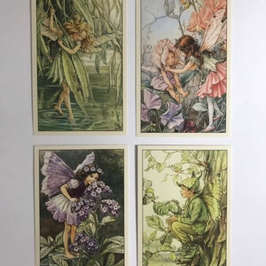 Set of 4 Flower Fairies Vintage Style Postcards: Flower Fairies of the Trees, Cicely Mary Barker. Scrapbooking, papercraft, gifts (TreesG3)
