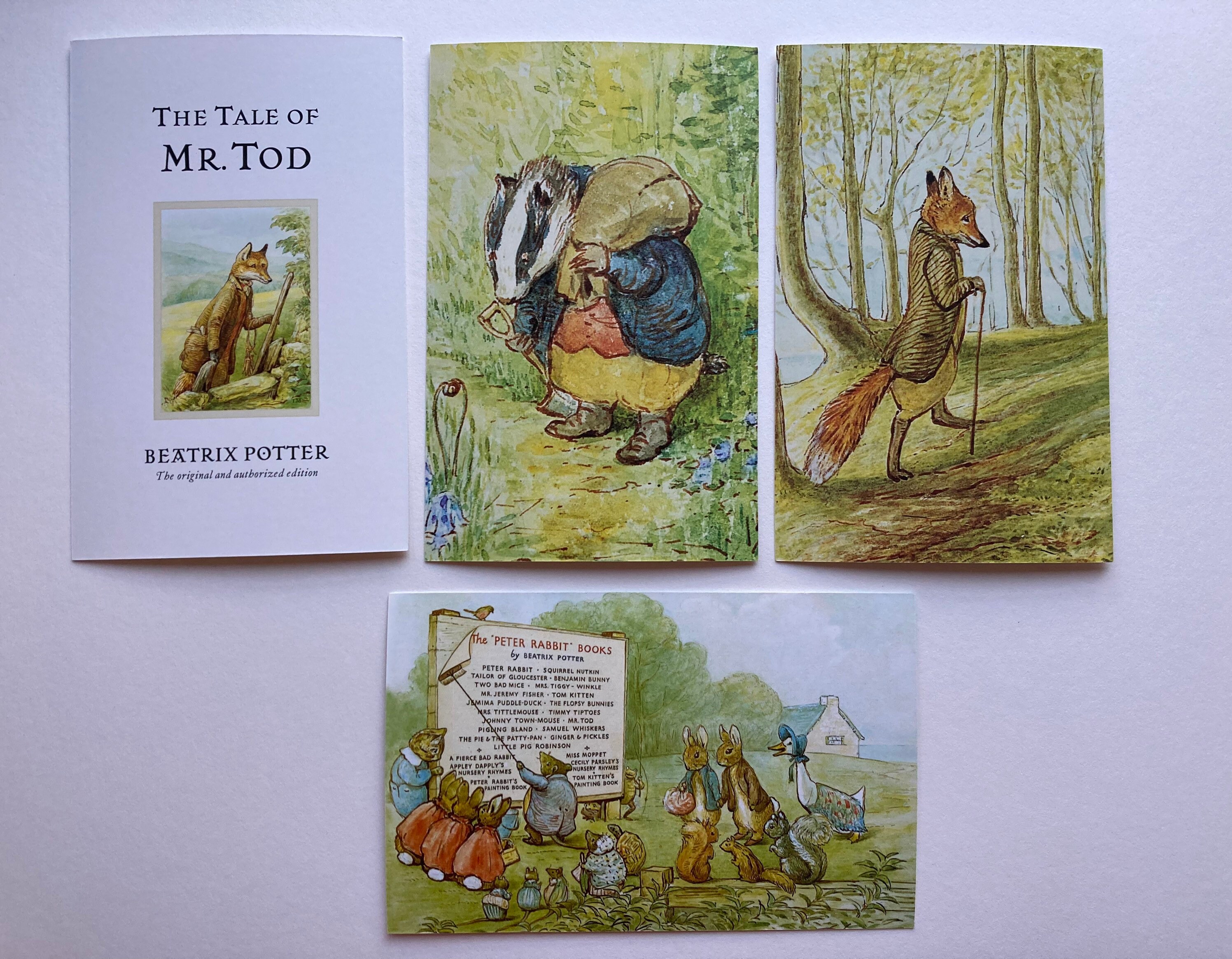 Beatrix Potter collectible prints art scrapbook set of 4 The World of Peter Rabbit Postcards: The Tale of Mr Tod Beatrix Potter collectible prints art scrapbook set of 4 The World of Peter Rabbit Postcards: The Tale of Mr Tod