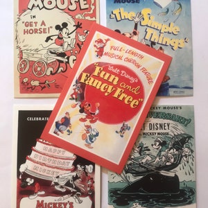 Conjunto de cartões postais com pôsteres de filmes clássicos da Disney: Mickey Mouse, impressões artísticas colecionáveis, decoração para casa, berçário, scrapbooking, artesanato em papel