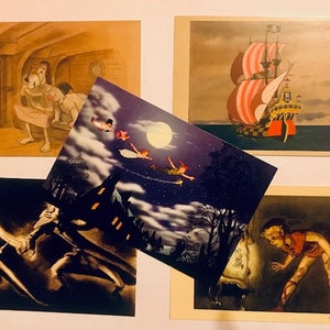 The Art of Disney : lot de 5 cartes postales Peter Pan, impressions d'art à collectionner, scrapbooking, créations en papier, décoration de chambre d'enfant, croquis Walt Disney (P1)