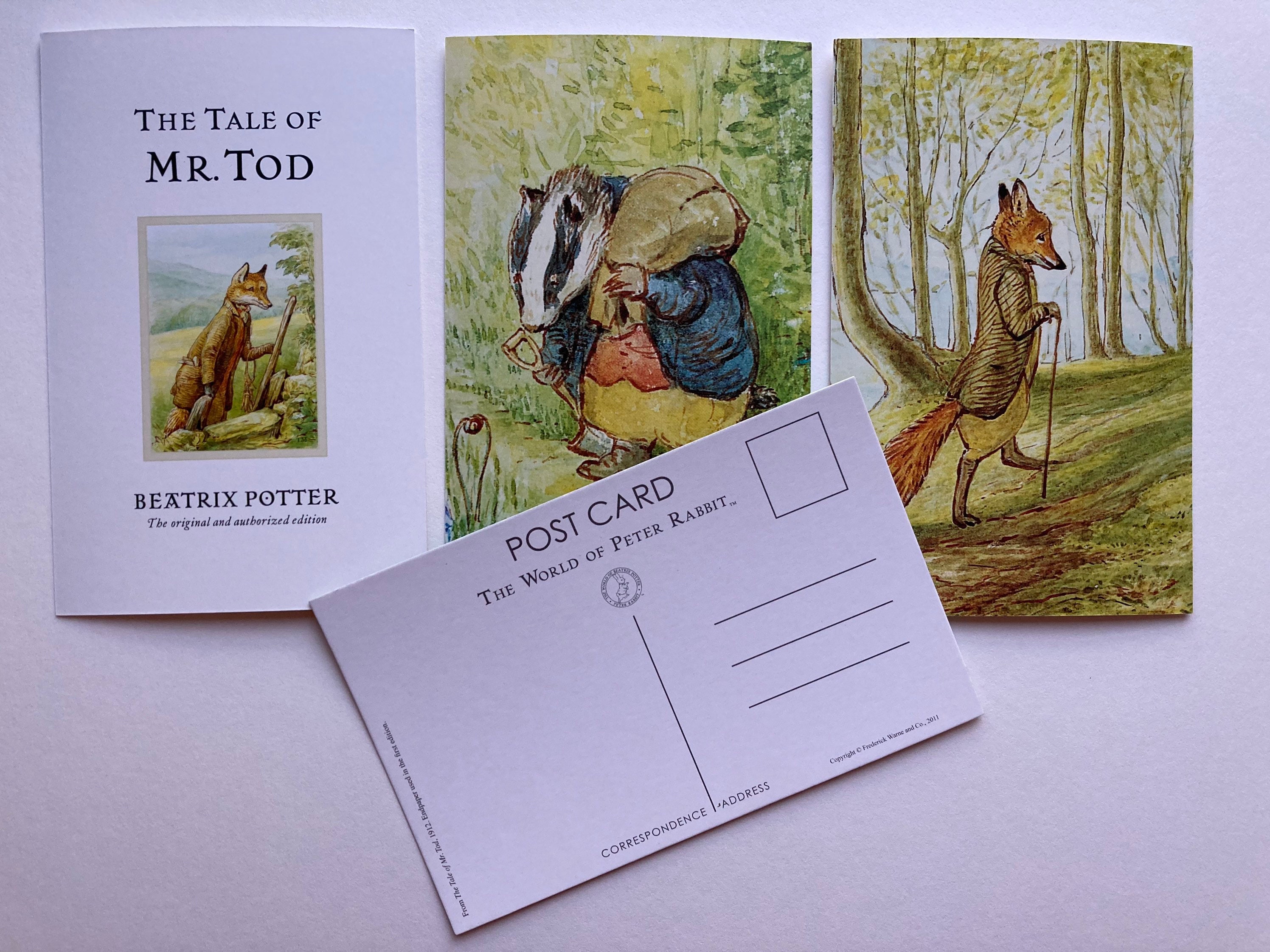 Beatrix Potter collectible prints art scrapbook set of 4 The World of Peter Rabbit Postcards: The Tale of Mr Tod Beatrix Potter collectible prints art scrapbook set of 4 The World of Peter Rabbit Postcards: The Tale of Mr Tod