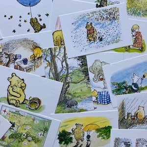 Winnie the Pooh Vintage Style Postcards: A.A Milne, Prints, Gifts, Nursery, sets of 5, 10, or 20, lucky dip, assorted, Eeyore, Piglet, Bears