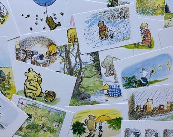 Winnie the Pooh Vintage Style Postcards: A.A Milne, Prints, Gifts, Nursery, sets of 5, 10, or 20, lucky dip, assorted, Eeyore, Piglet, Bears