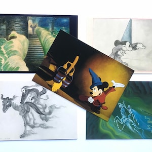 A Arte da Disney: Conjunto de 5 Cartões Postais Fantasia, Impressões Artísticas Colecionáveis, Scrapbooking, Artesanato em Papel, Mickey Mouse, berçário, presente, decoração (F1)