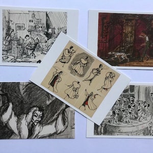 L'arte di Disney: set di 5 cartoline della Carica dei cento e uno, stampe d'arte da collezione, scrapbooking, lavori di carta, Walt Disney (Dal2)