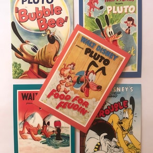 Conjunto de postales con pósteres de películas clásicas de Disney: Pluto, láminas artísticas coleccionables, decoración del hogar, guardería, scrapbooking, manualidades con papel