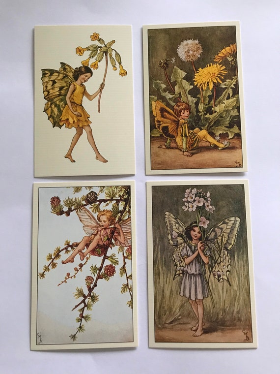 Set of 4 Flower Fairies Vintage Style Postcards: Flower | Etsy