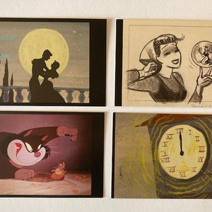 Cartões-postais da Cinderela The Art of Disney, conjunto de 5, impressões artísticas colecionáveis, scrapbooking, artesanato em papel, decoração de quarto de bebê, esboços de Walt Disney (C2)