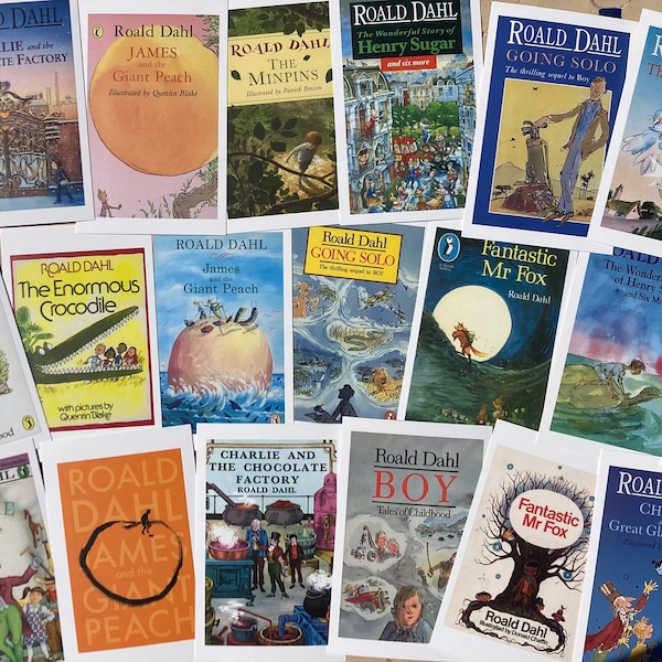 Assortiment de cartes postales Roald Dahl : lot de 5, 10 ou 20 cartes postales/reproductions d'art, couvertures de livres, chambre de bébé, art mural, les twits, les sorcières