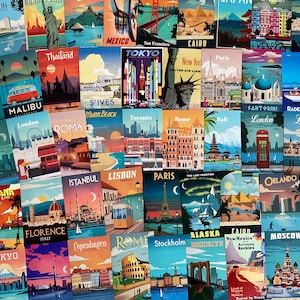 World Destinations Wall Art (1): Choose Your Own.Travel, City, Vacations, Art prints for Decor or Collage, Scrapbook, Crafting, Journal,Gift
