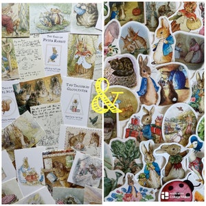 Beatrix Potter Postkarte & Aufkleber: LUCKY DIP, Größe wählbar! Peter Rabbit und Freunde, Scrapbooking, Journal, Collage, Basteln