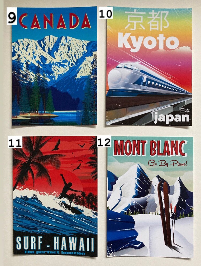 9. Canad
10. Kyoto
11. Hawaii
12. Mont Blanc