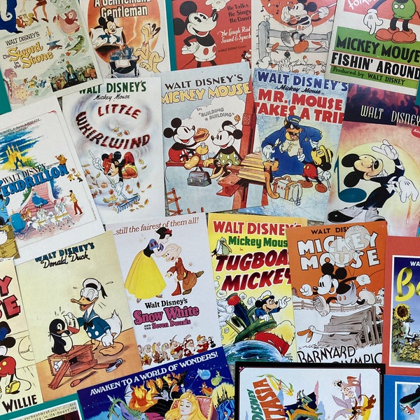 Disney Classic Movie Posters LUCKY DIP: Sets of 5, 10 or 20 assorted Disney Postcards/Prints. Gifts, Nursery, Scrapbooking