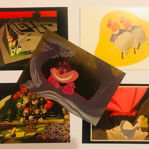 The Art of Disney: 5er Set Alice im Wunderland Postkarten, Kunstdrucke zum Sammeln, Scrapbooking, Papierbasteln, Kinderzimmer Dekoration, Walt Disney (A2)