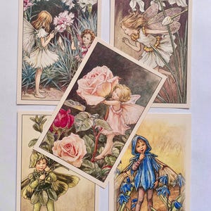 Lot de 5 cartes postales de style vintage Fées des fleurs : Fées des fleurs du jardin, Cicely Mary Barker. Scrapbooking, créations en papier (Jardin 1)