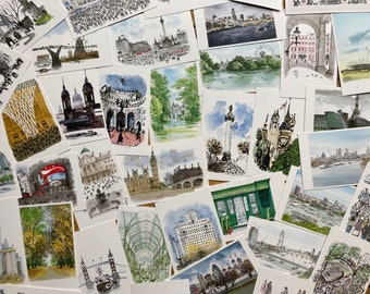 London Postcards: Iconic London Views and Scenes by David Gentleman, Lucky Dip sets of 5, 10, or 20. Art Prints, Gifts, Scrapbooking, Crafts