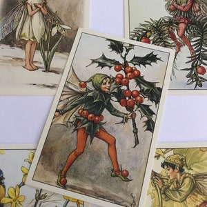 5 Vintage Style Flower Fairies of the Winter Postcards, Cicely Mary Barker, Fairy Art, Collectable Cards Winter1 image 3