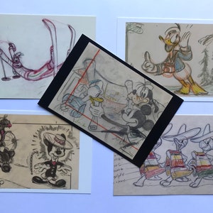 The Art of Disney: 5er Set Mickey & Friends Postkarten, Kunstdrucke, Sammlerstücke, Baby Party, Hochzeit, Geschenk, Donald Duck, Pluto (V2)