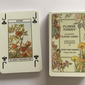 Ilustrowane karty do gry Flower Fairies Vintage, rzadkie, Cicely Mary Barker, prezenty