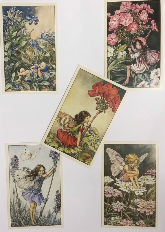 Set of 5 Flower Fairies Vintage Style Postcards: Flower | Etsy