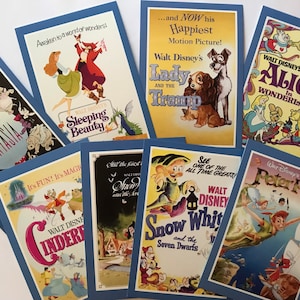 Conjunto de cartões postais com pôsteres de filmes clássicos da Disney, impressões artísticas colecionáveis, decoração para casa, berçário, scrapbooking, artesanato em papel