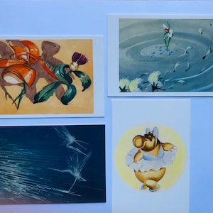 The Art of Disney : lot de 4 cartes postales Fantasia, impressions d'art à collectionner, scrapbooking, travaux manuels, Mickey Mouse, décoration de chambre d'enfant, cadeau (F2)