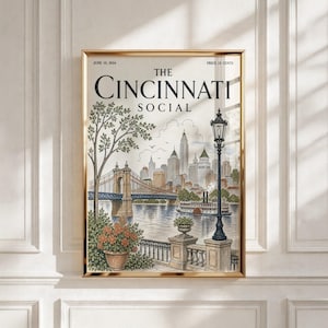 Cincinnati Vintage Magazine Cover Print | Retro Cincy Wall Art | Cincinnati City Poster | Vintage City Decor | Digital Download