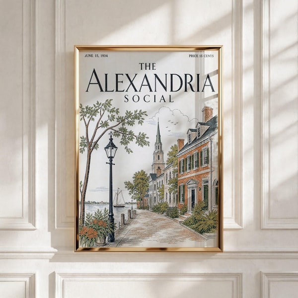 Alexandria Virginia Vintage Magazine Cover Print | Retro Alexandria Wall Art | Alexandria City Poster