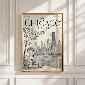 Tryck av Chicago Vintage Magazine Cover | Retro Chicago-väggkonst | Chicago City-affisch | Vintage stadsdekor