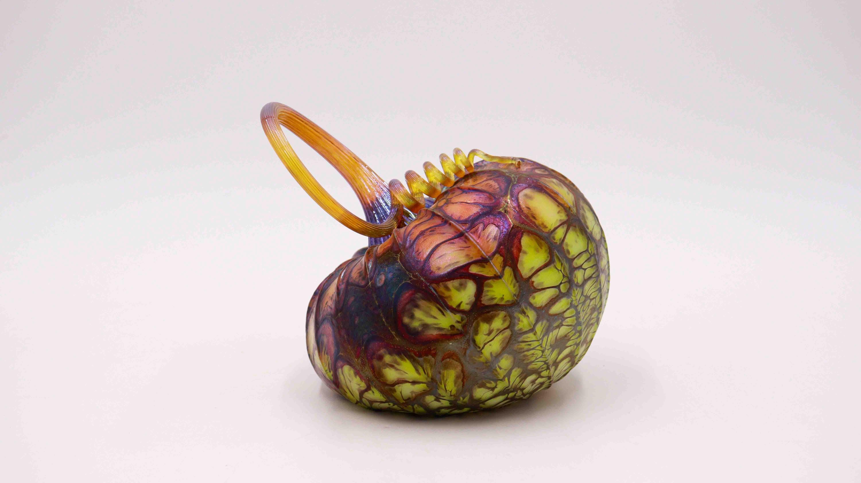 Prehistoric Webbed Tilted Jack Pine Glass Pumpkin