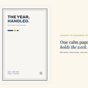 Agenda hebdomadaire 2027 adapté aux personnes atteintes de TDAH, géométrique, compatible avec Franklin Covey Classic, PDF avec liens hypertextes pour iPad