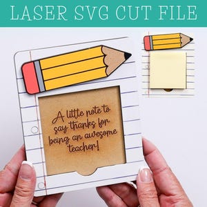 Thank You Gift for Teachers Laser SVG, Sticky Note Holder, Teacher Appreciation Gift, Sticky Notepad Holder, Teacher Laser Cut Files