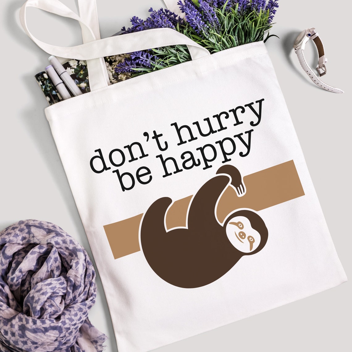 Dont hurry be happy svg dxf png cute animal svg sloth  etsy