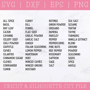 Spice Labels SVG - Kitchen SVG - SVG Files for Cricut - Jar Labels Svg - Pantry Svg - Organize Svg - Organization Labels - Home Labels