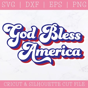 Layered SVG Cut File: Retro God Bless America.