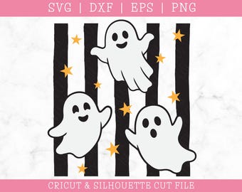 Layered Three Ghosts SVG: Fun Halloween Design (Digital Download)