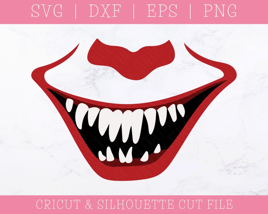 Boca de payaso aterrador SVG DXF PNG Diseño de máscara facial svg ...