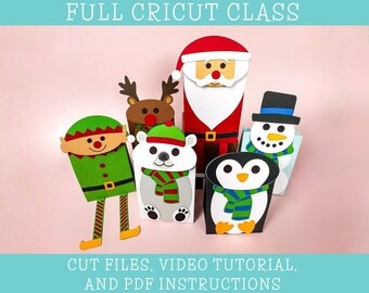 Christmas Character Gift Bags Cricut Class: SVG DXF PDF (Digital Download)